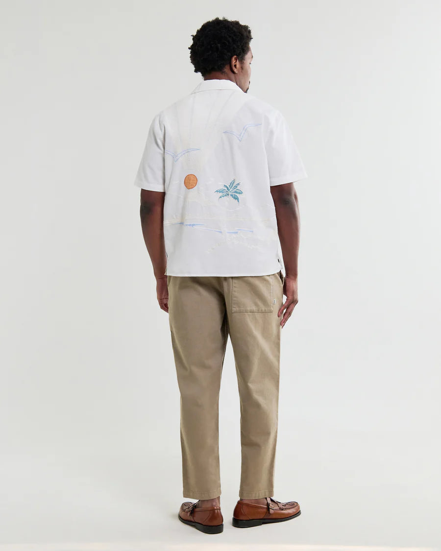 Didcot - Summer Applique Short-Sleeve Shirt- Ecru