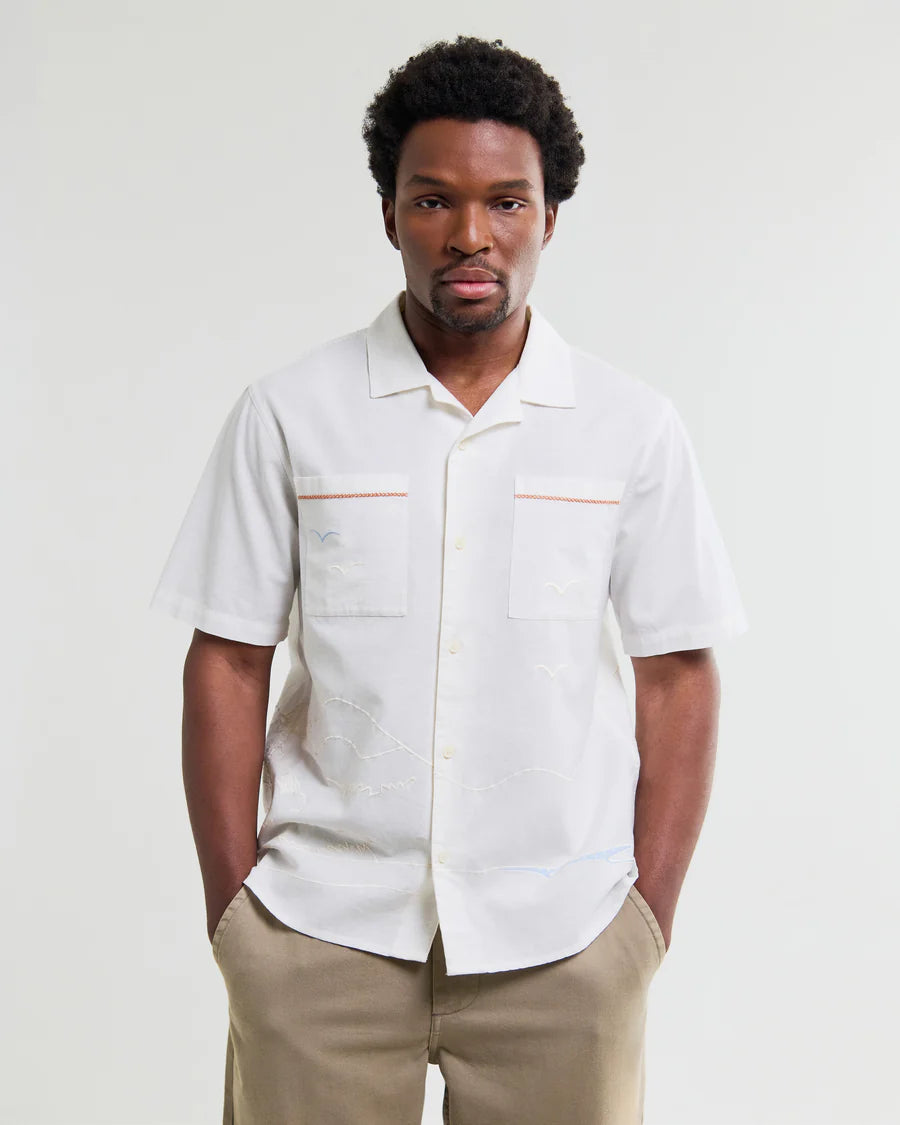 Didcot - Summer Applique Short-Sleeve Shirt- Ecru