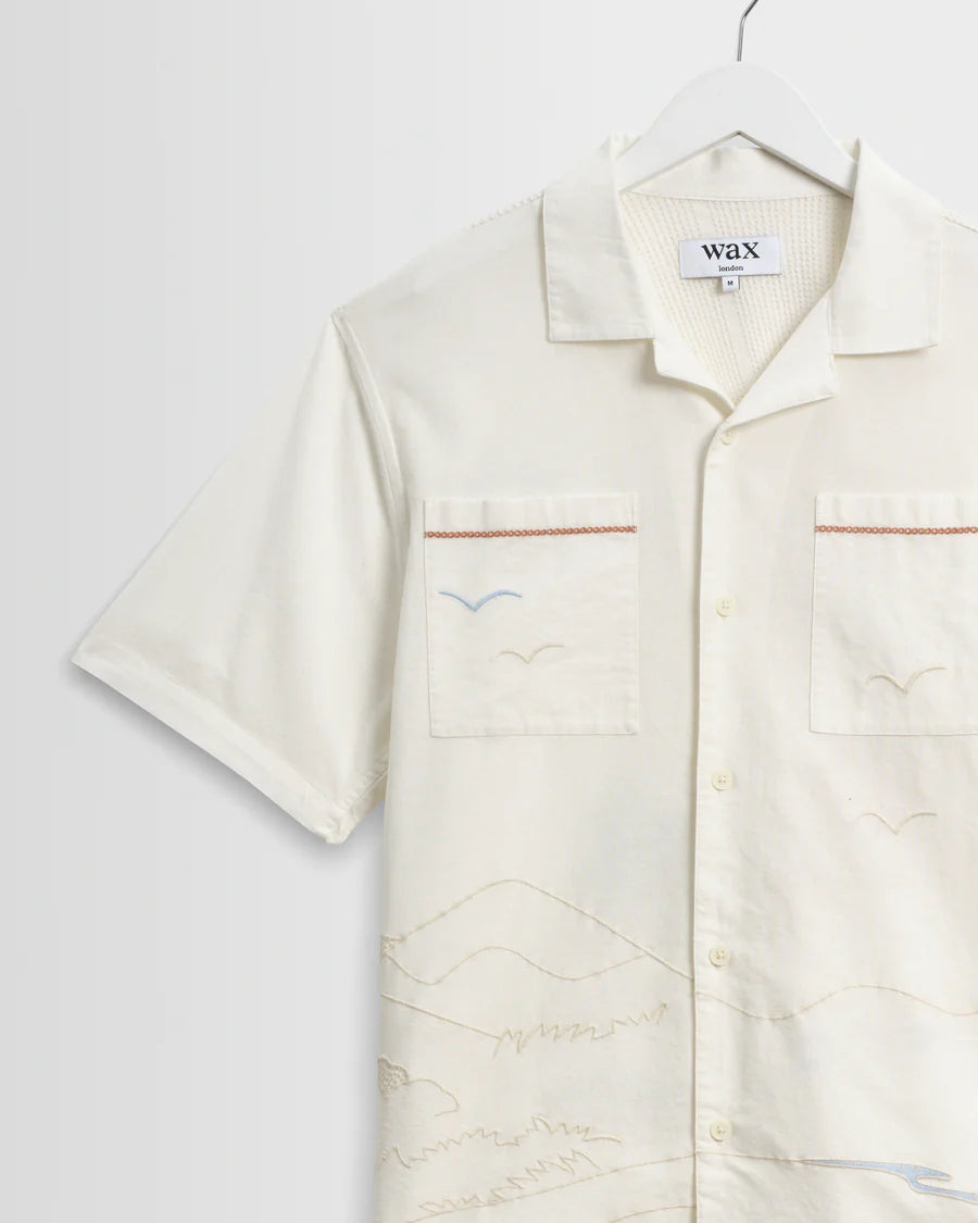 Didcot - Summer Applique Short-Sleeve Shirt- Ecru