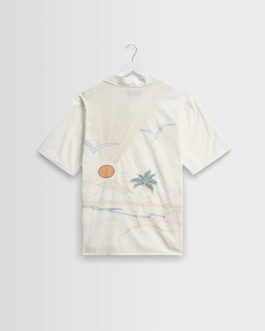 Didcot - Summer Applique Short-Sleeve Shirt- Ecru