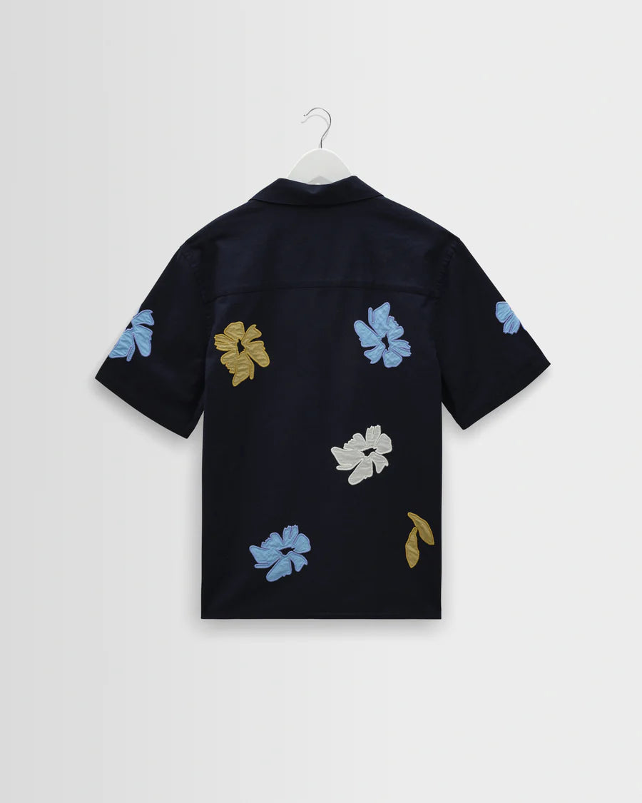 Didcot -Applique Short-Sleeve Shirt- Navy And Multicolour Floral