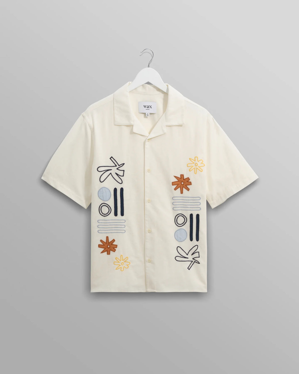 Didcot Abstract Applique Short-Sleeve Shirt - Ecru