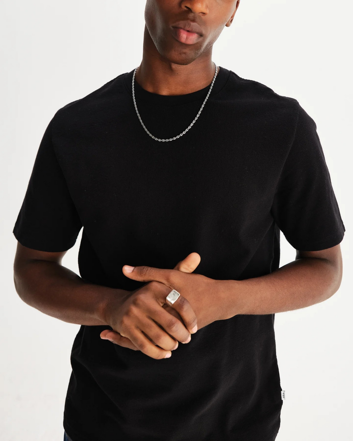 Dean Textured Organic Cotton T-Shirt - Black