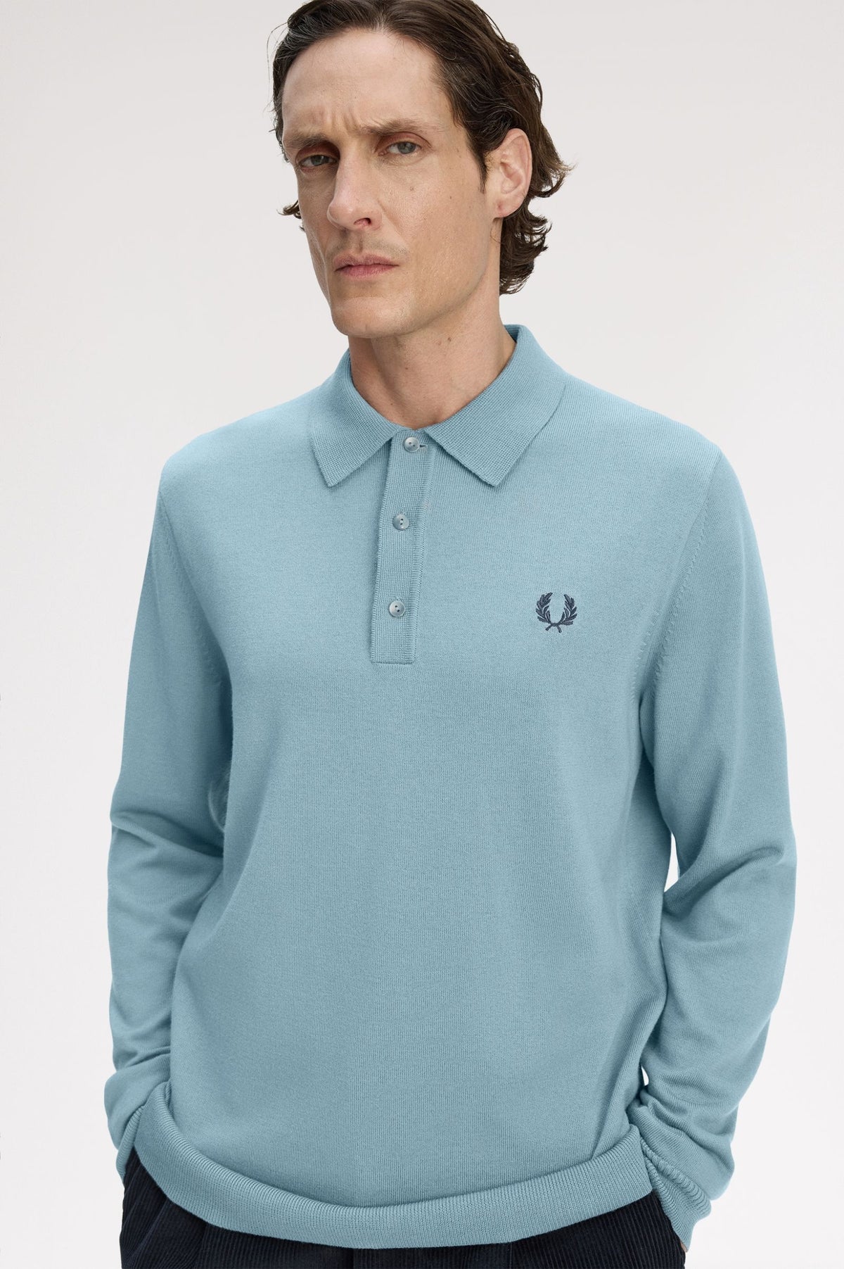 Classic Knitted Shirt Long Sleeve Polo - Stockport Blue