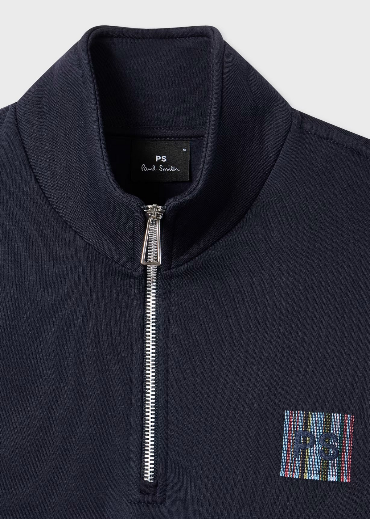 Stitch Stripe Zip Funnel Neck Sweatshirt - Navy