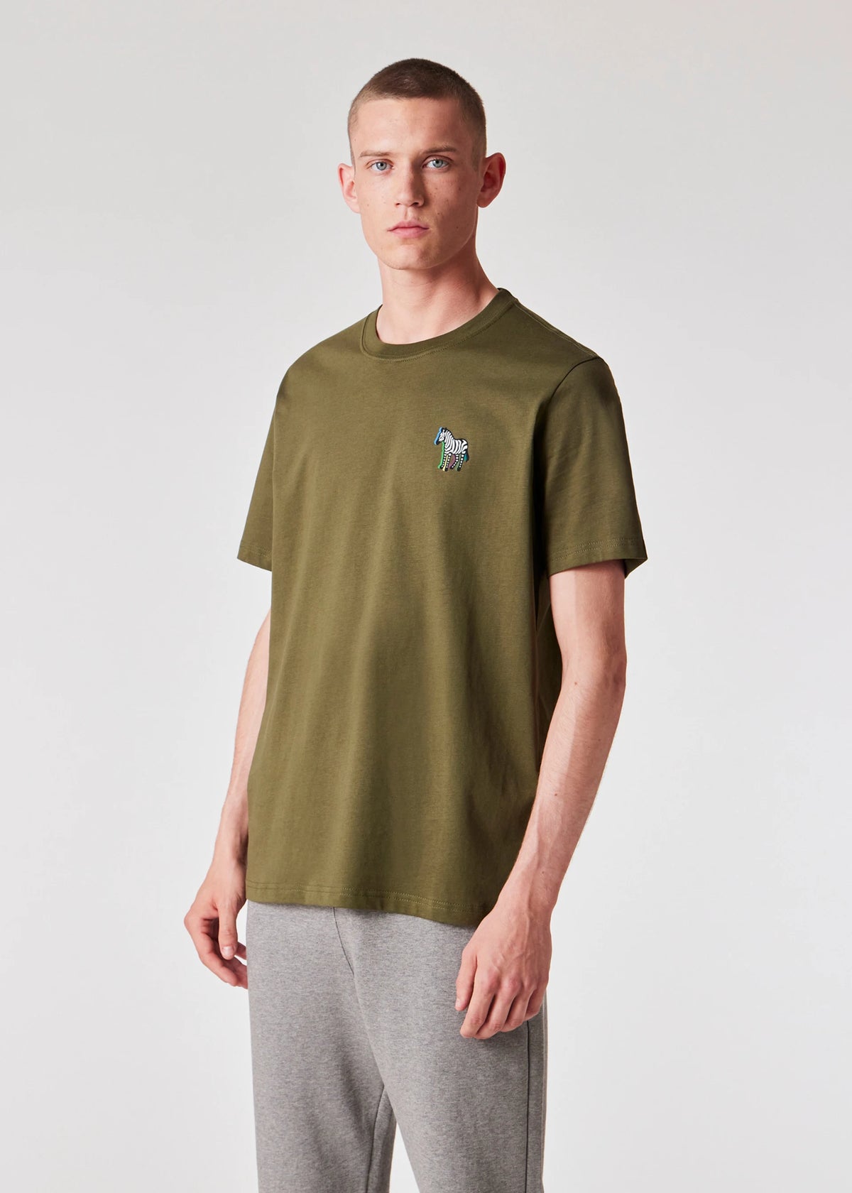 '3D Zebra' Print T-Shirt - Khaki Green