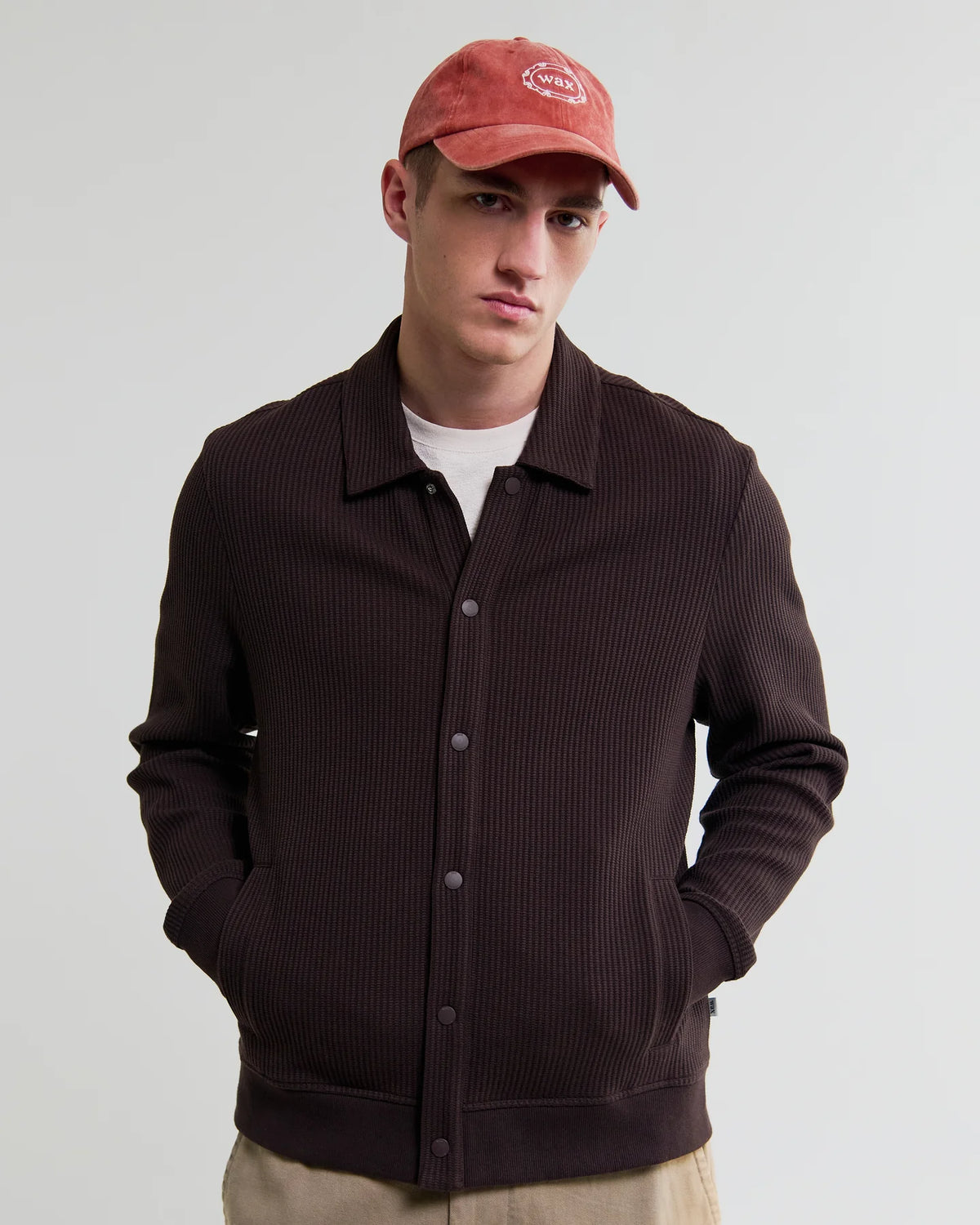 Hays Structured Waffle Overshirt - Brown
