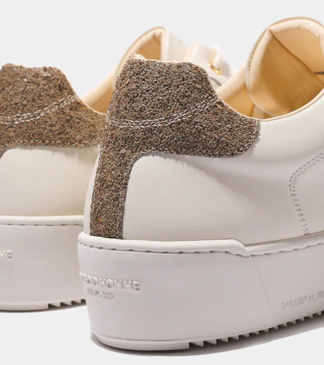 Zuma Leather Glitter Reflective heel trim- Off White