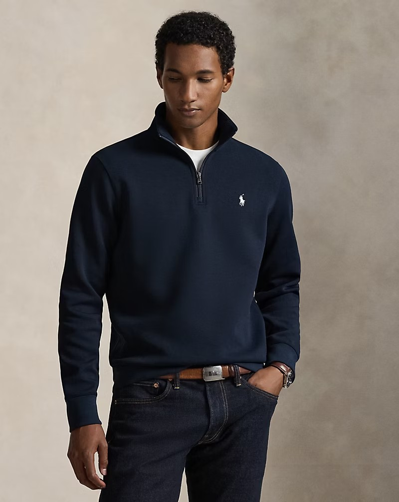 Double-Knit Quarter-Zip Pullover - Navy