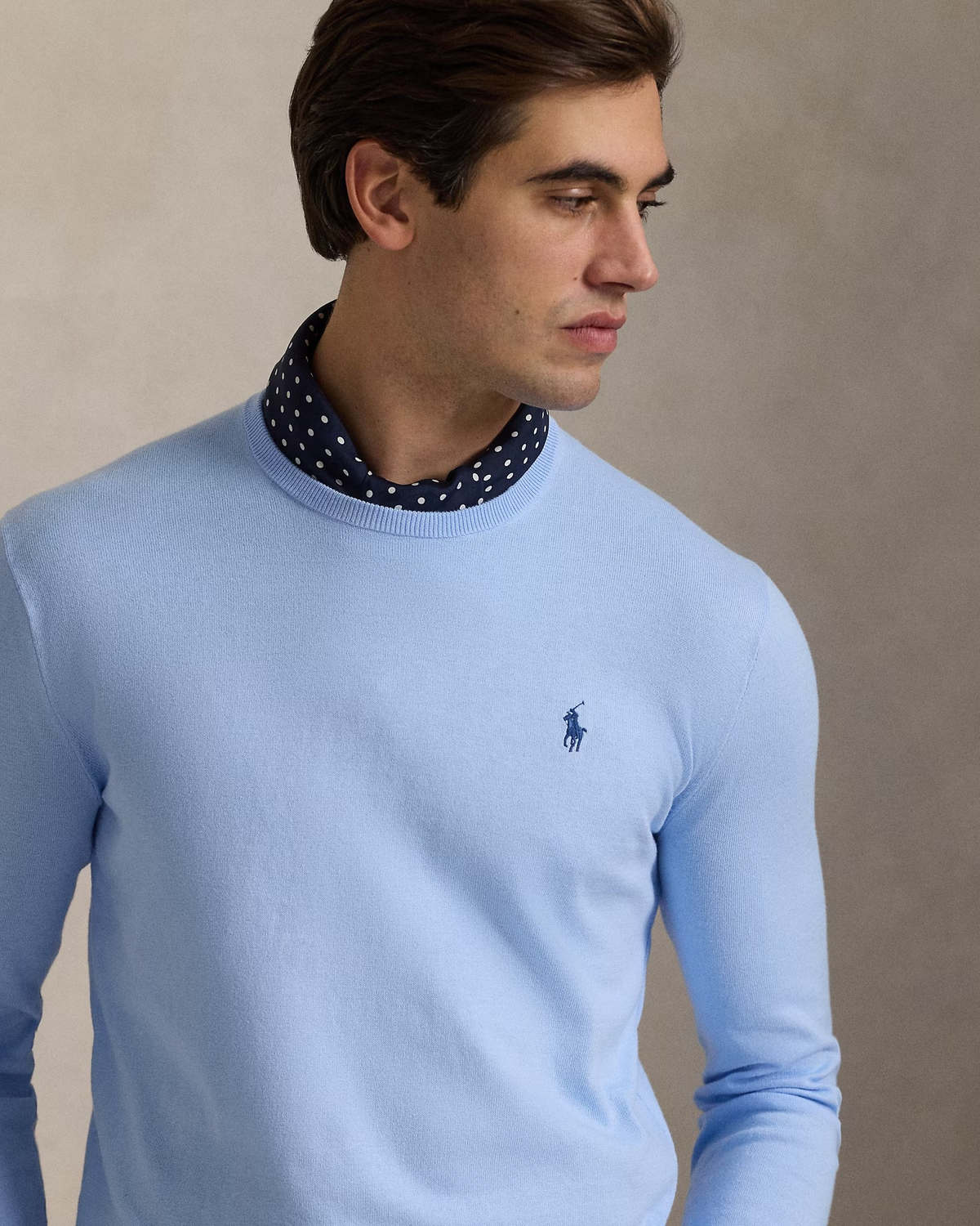 Slim Fit Textured Cotton Jumper - Sky