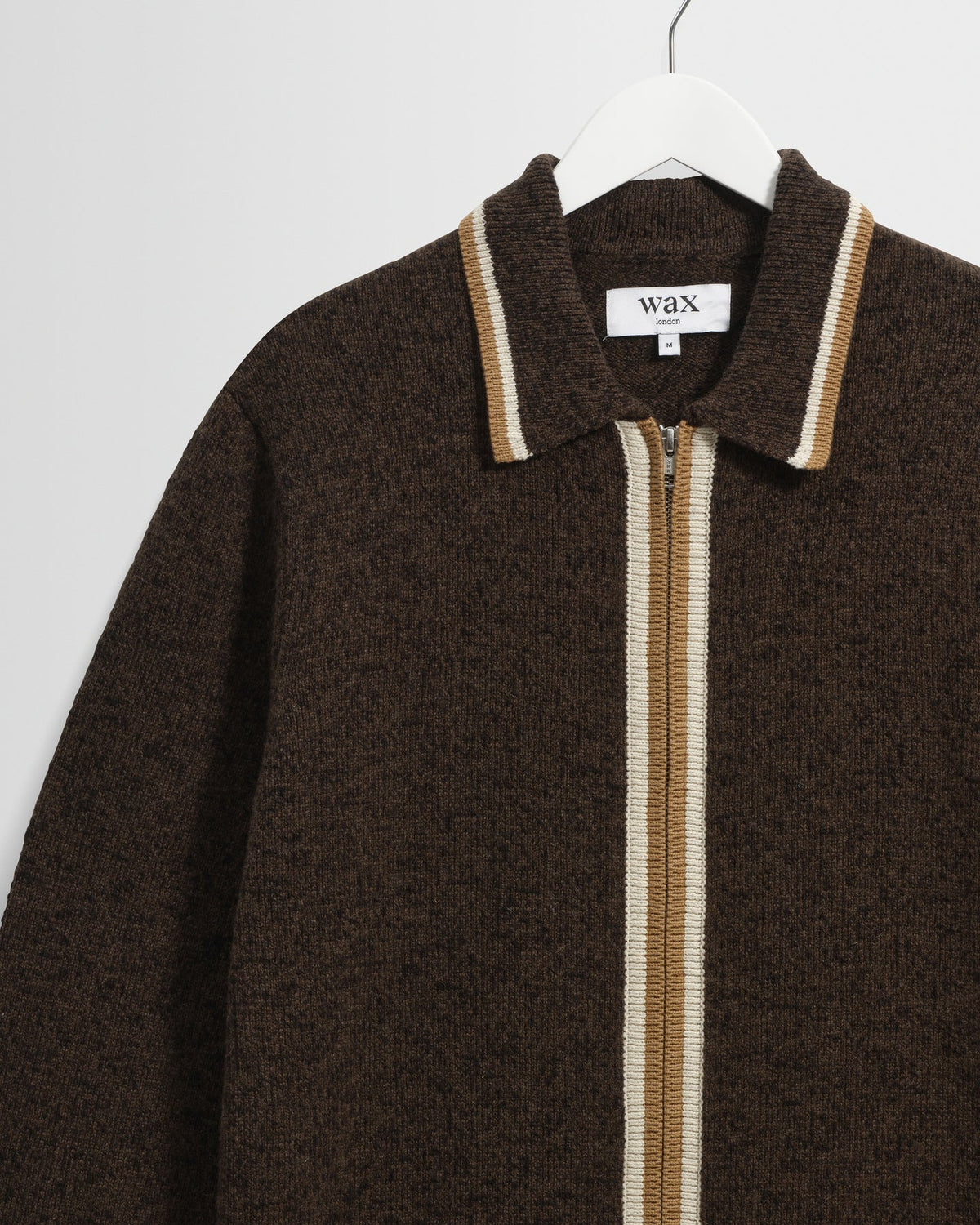 Lennox Long-Sleeve Knitted Zip Polo - Brown