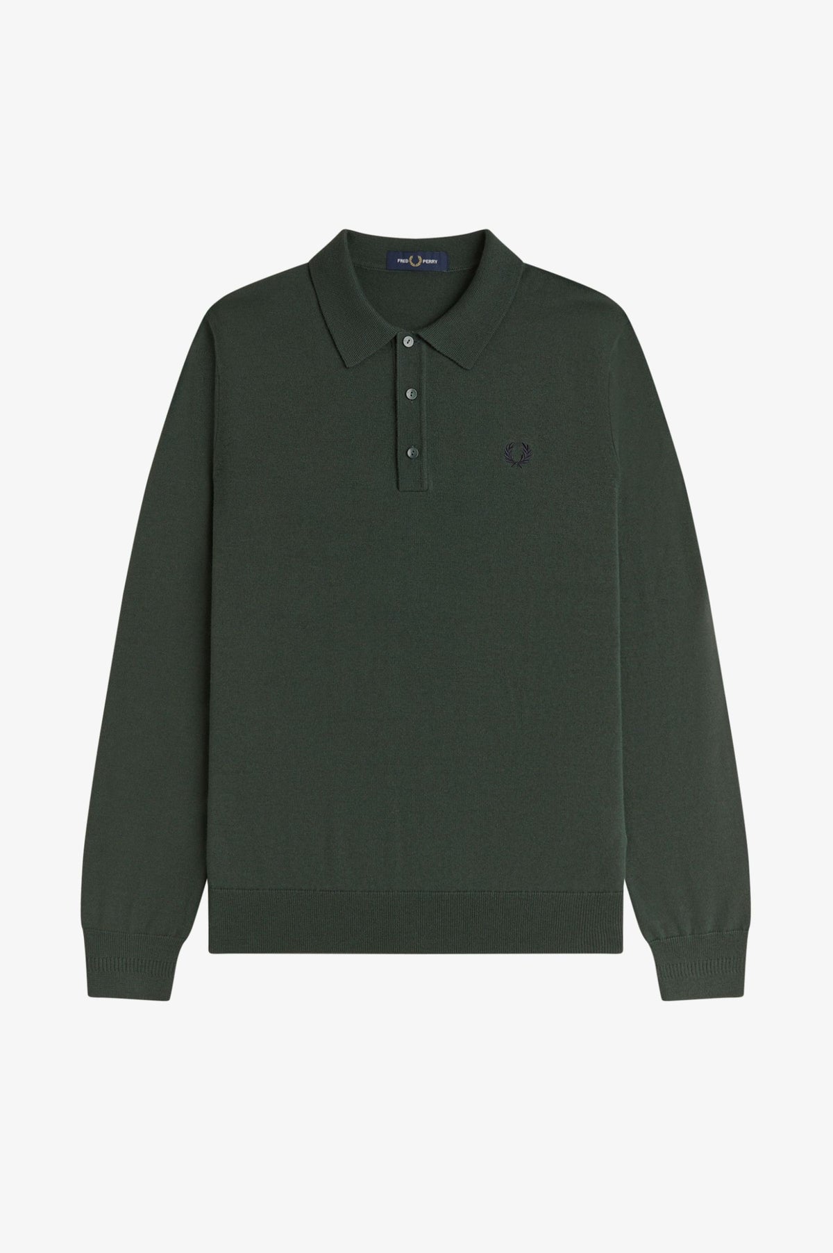 Classic Knitted Shirt Long Sleeve Polo - Dark Green
