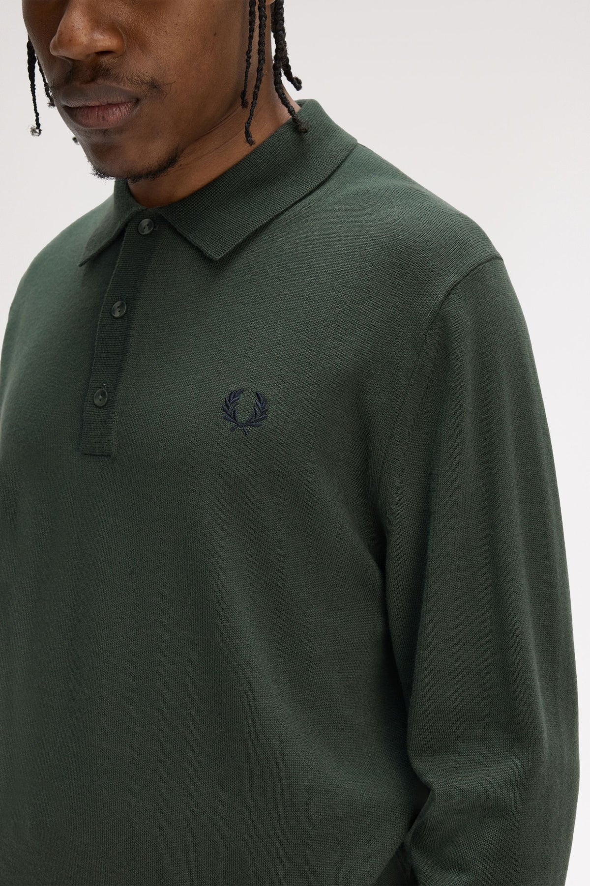 Classic Knitted Shirt Long Sleeve Polo - Dark Green