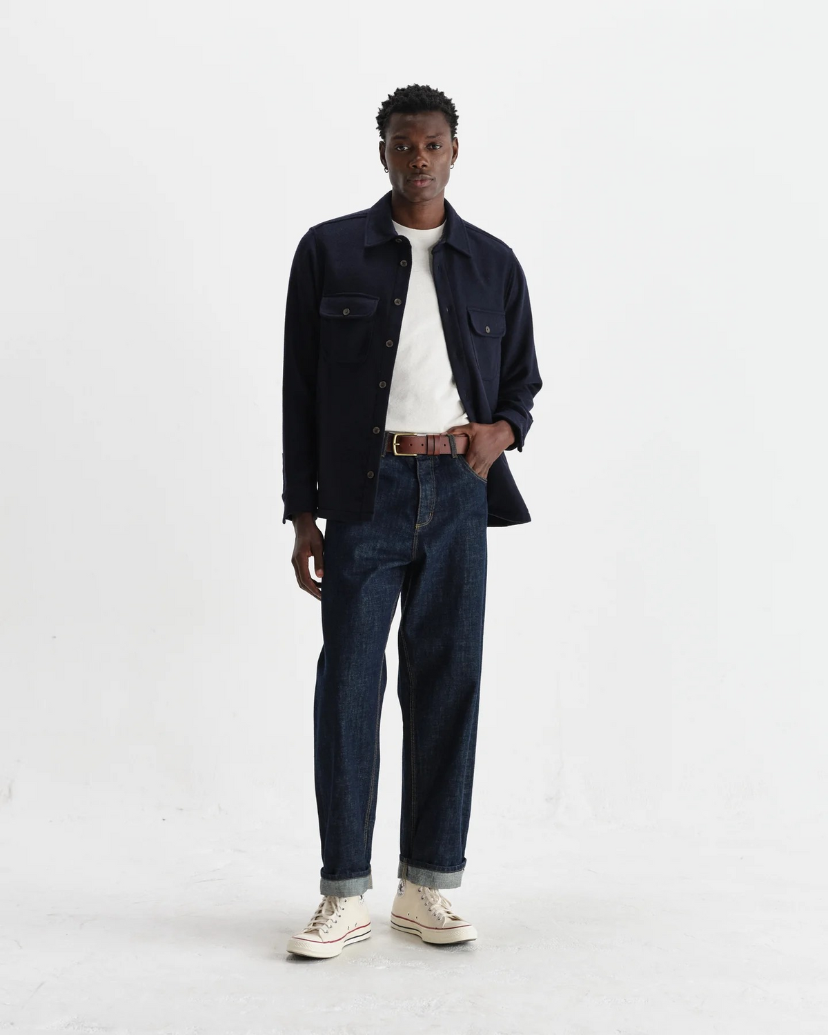 Lomond Heavy Wool Overshirt - Navy