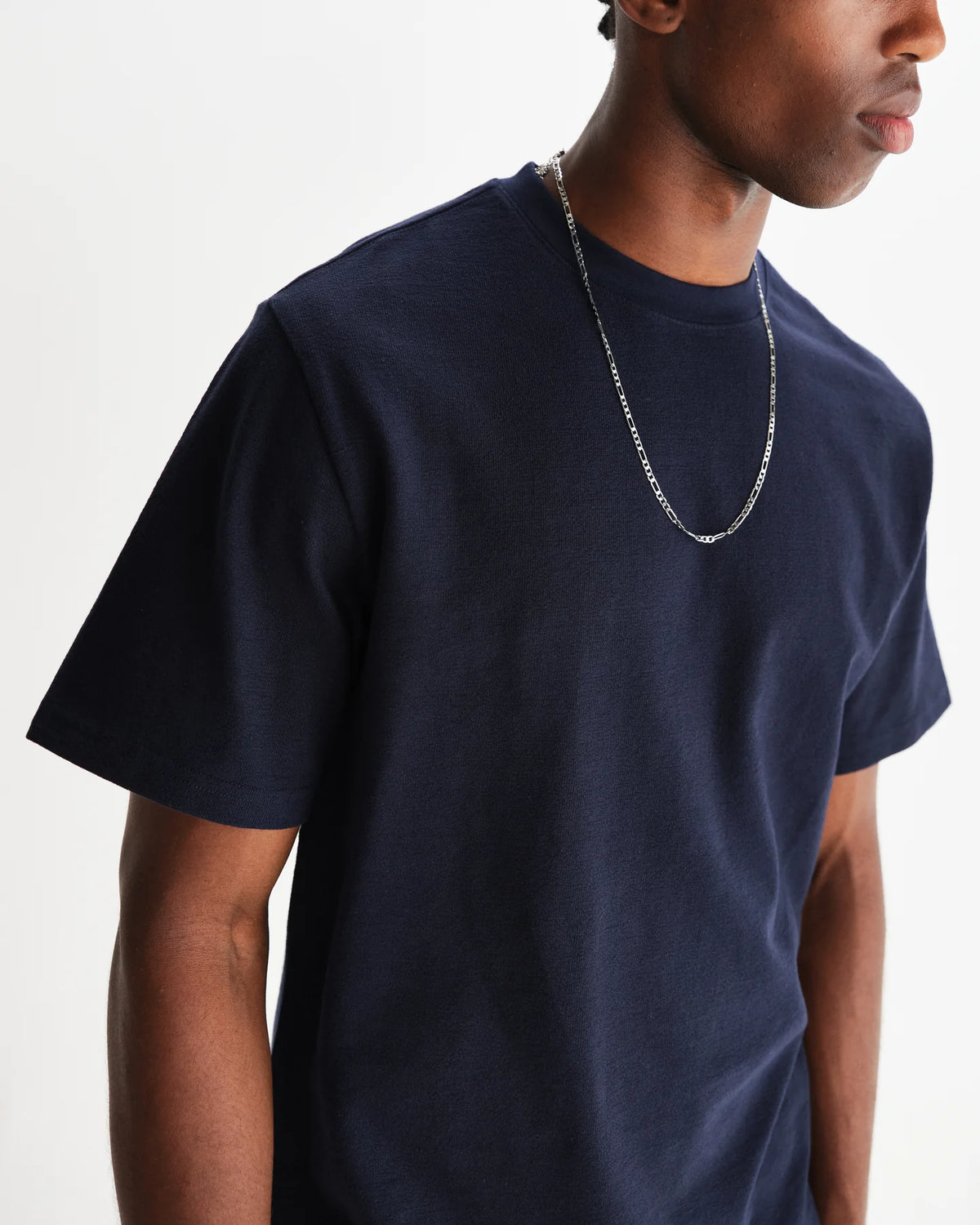 Dean Textured Organic Cotton T-Shirt - Navy
