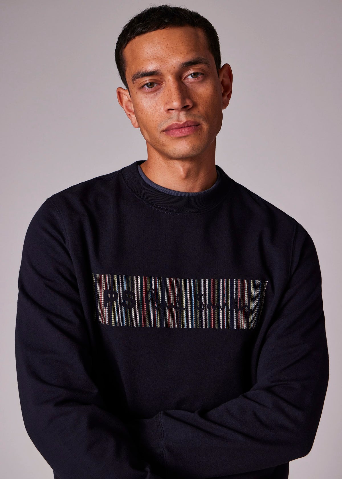Embroidery Logo Cotton-Blend Sweatshirt - Navy