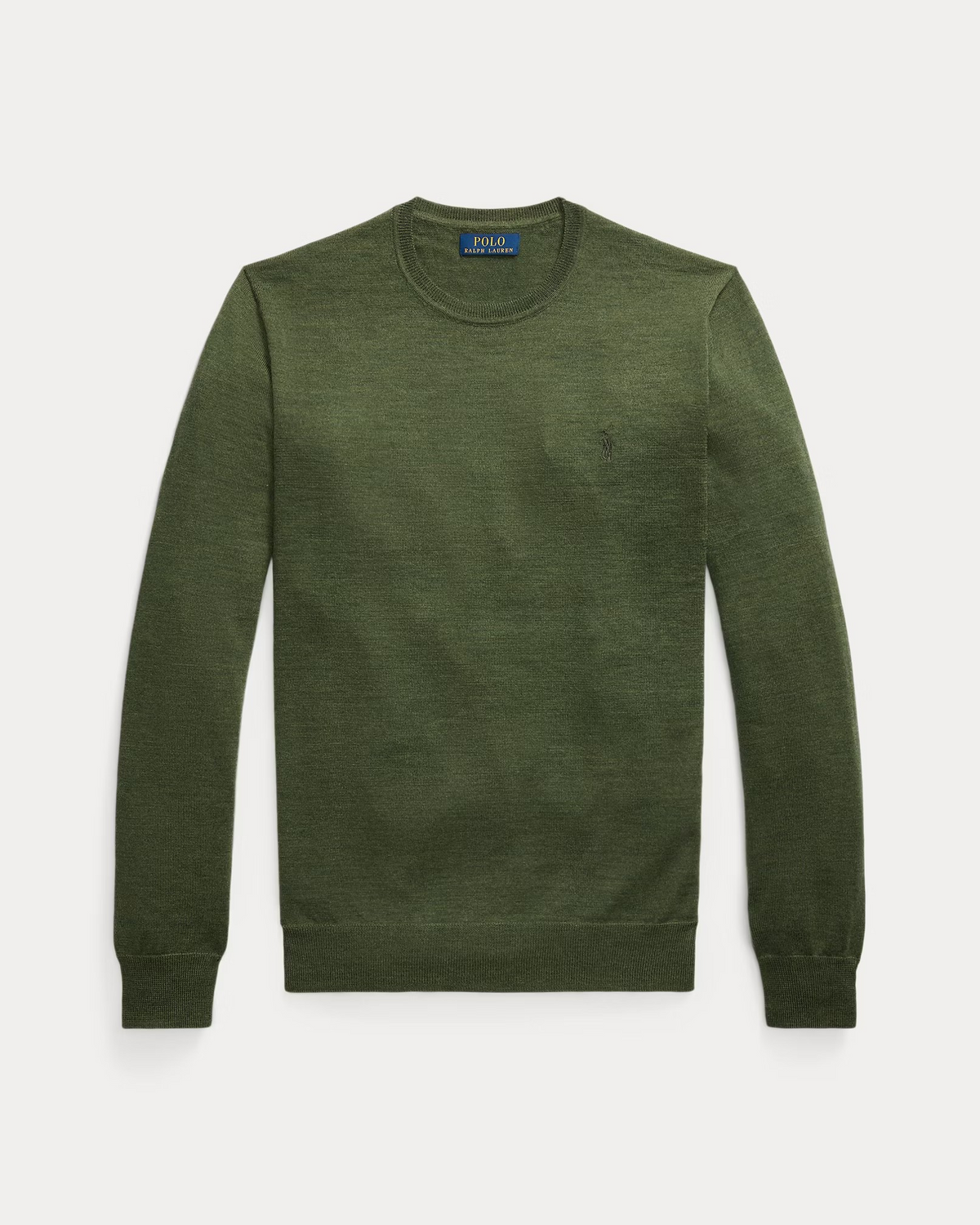 Slim Fit Washable Wool Crewneck Jumper - Green