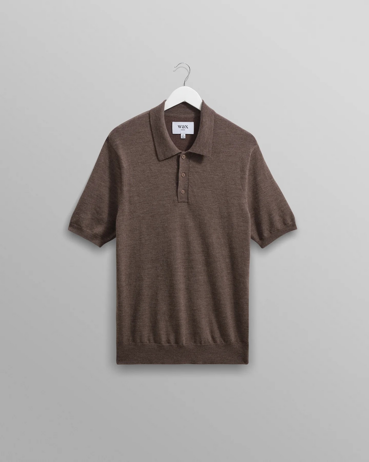 Naples Marl Worsted Wool Knitted Polo - Brown