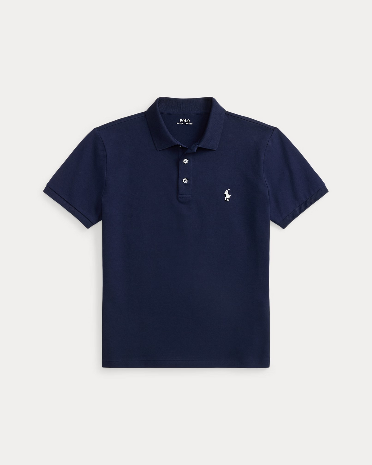 Custom Slim Fit Stretch Mesh Polo - Navy