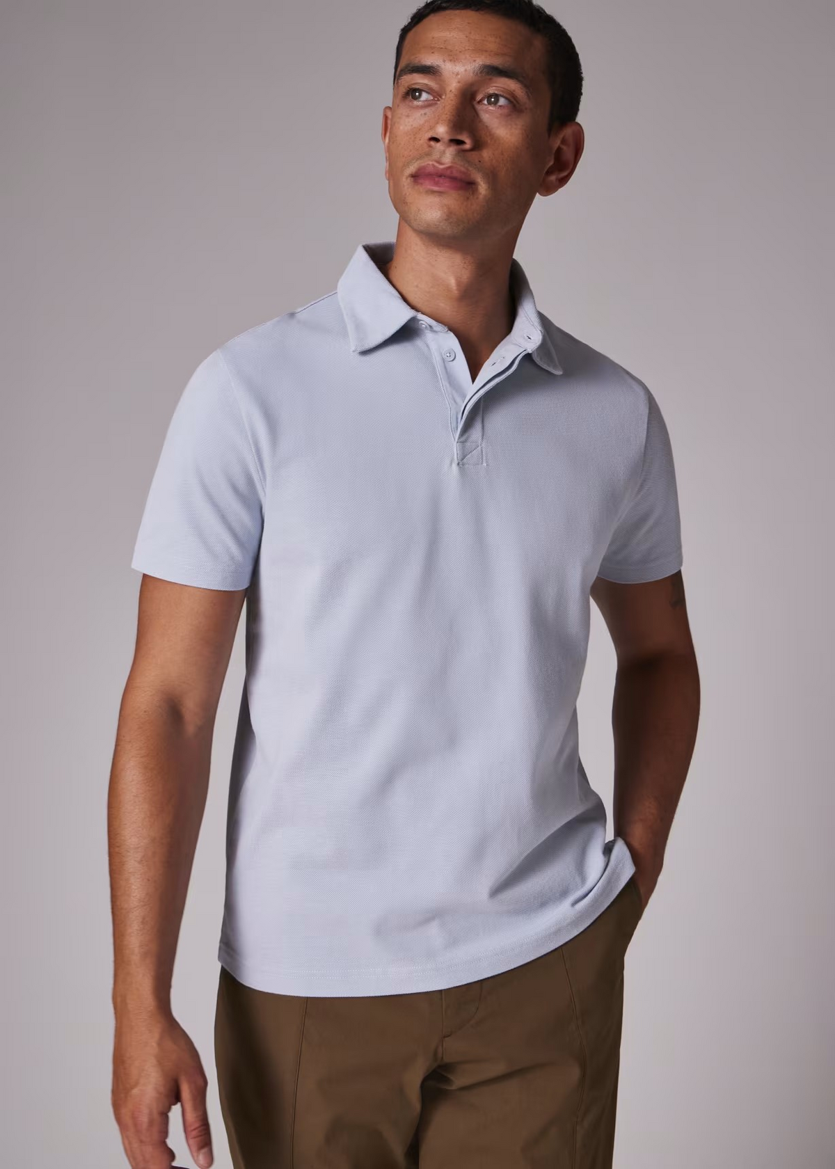 Pique Placket Polo - Sky Blue