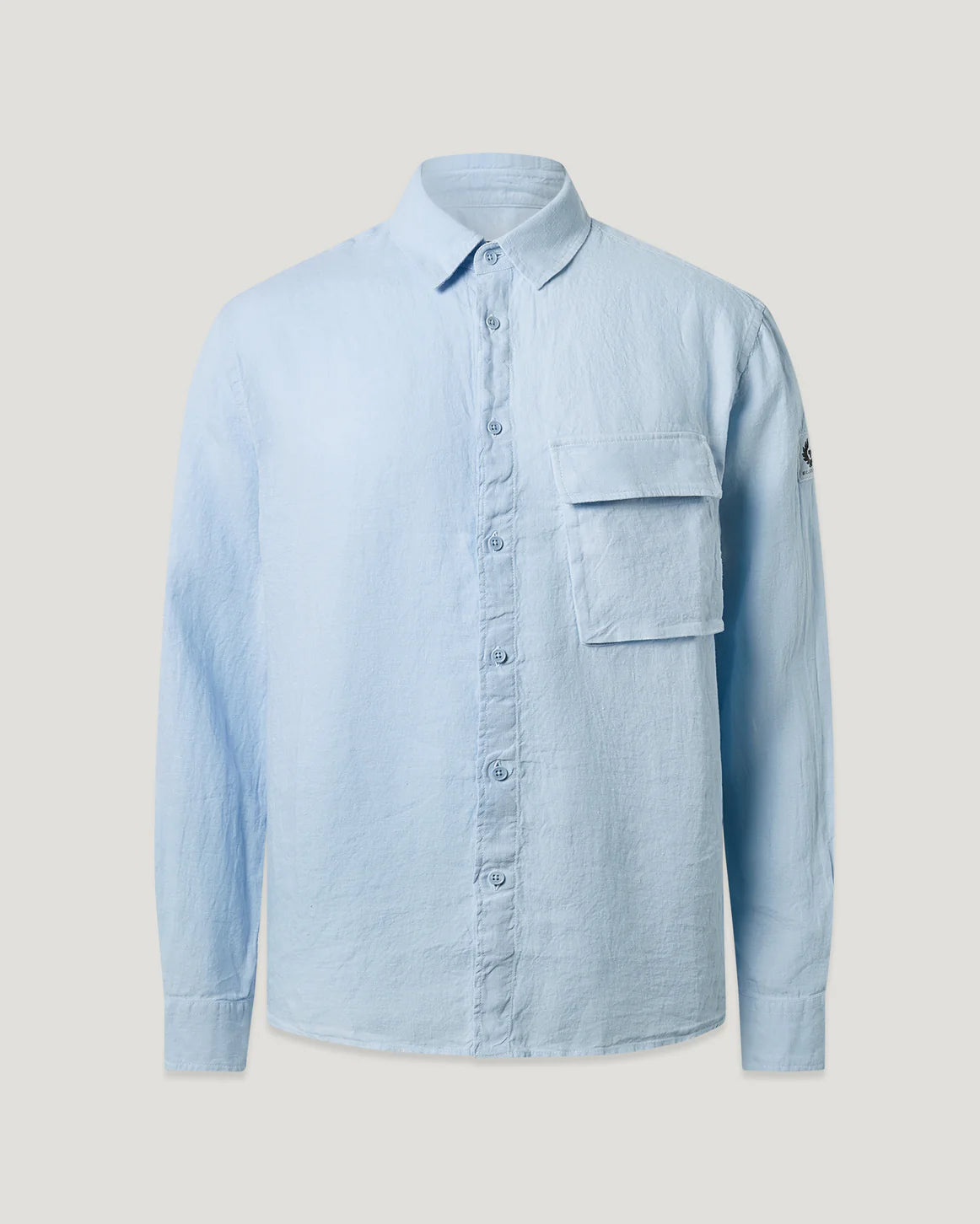 Garment Dyed Linen Long Sleeve Scale Shirt - Sky Blue