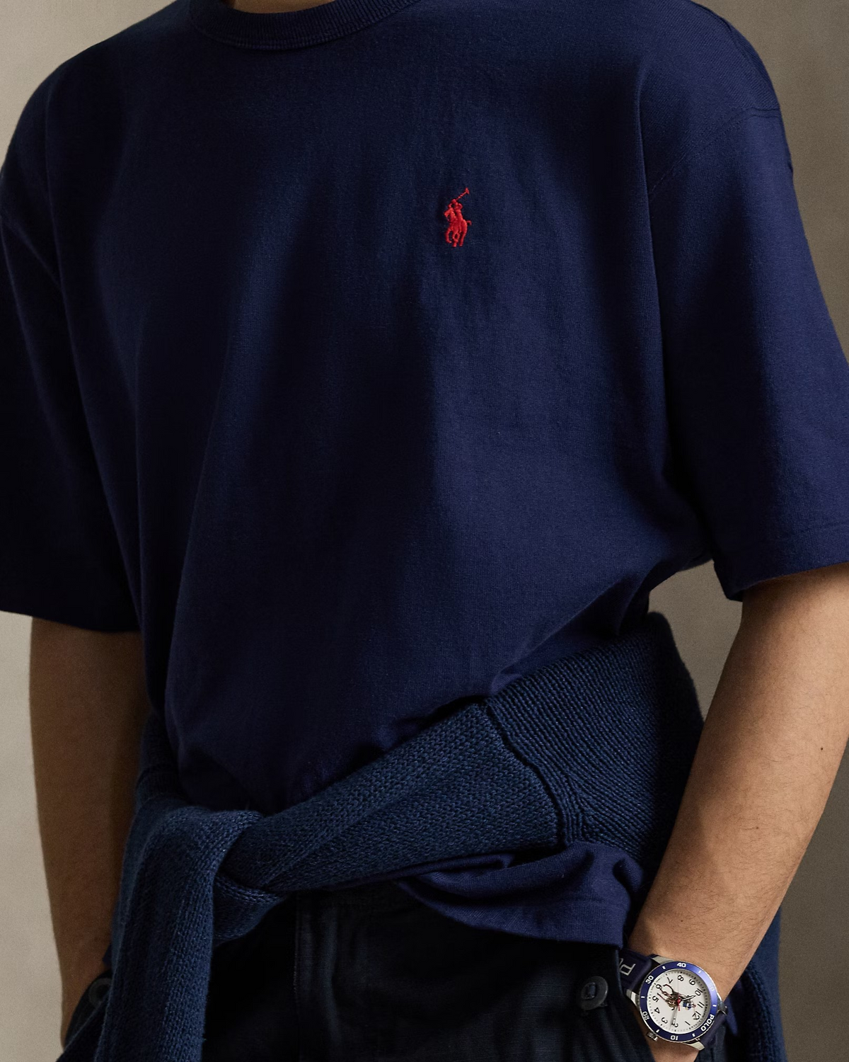 Relaxed Fit Jersey Crewneck T-Shirt - Navy