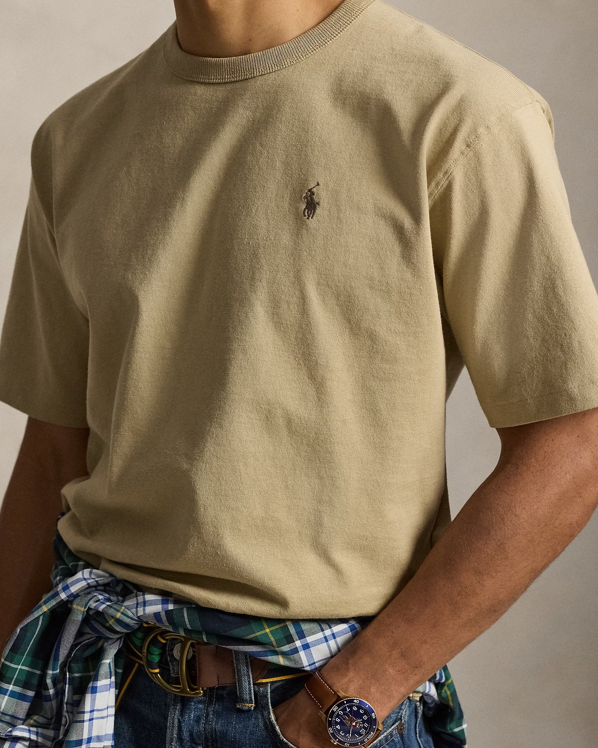 Relaxed Fit Jersey Crewneck T-Shirt - Beige