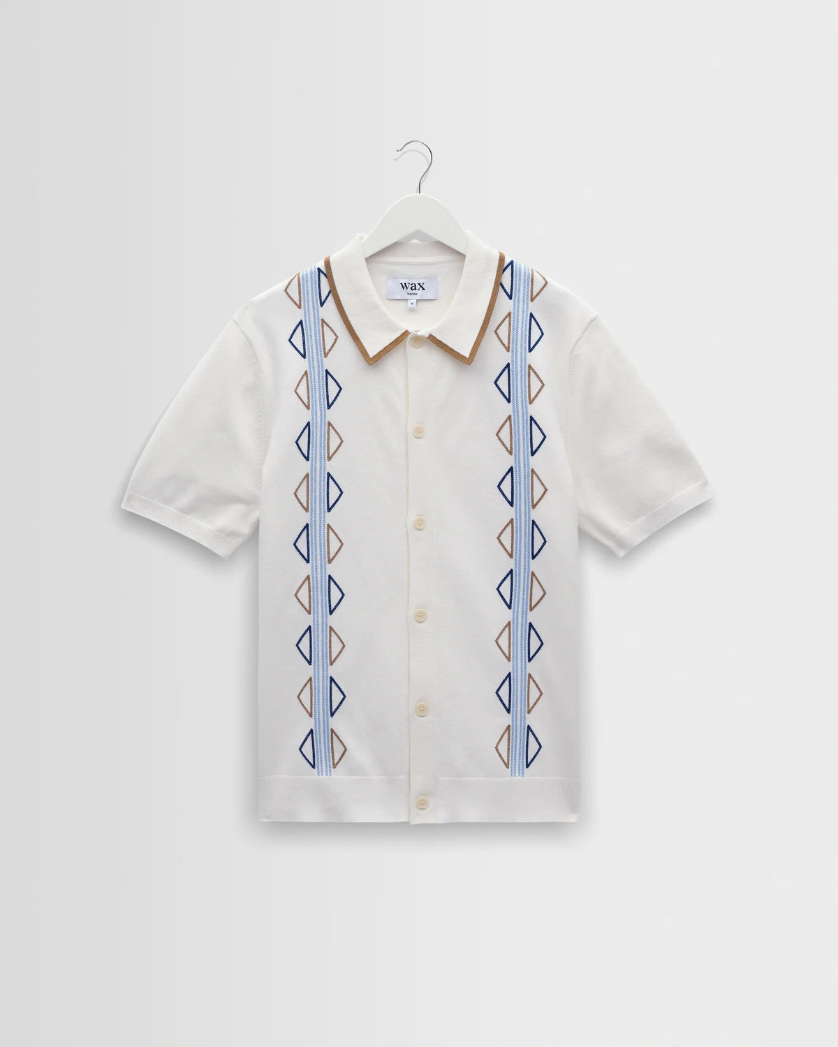 Tellaro - Ecru And Blue Retro Embroidered Shirt- Ecru and Blue