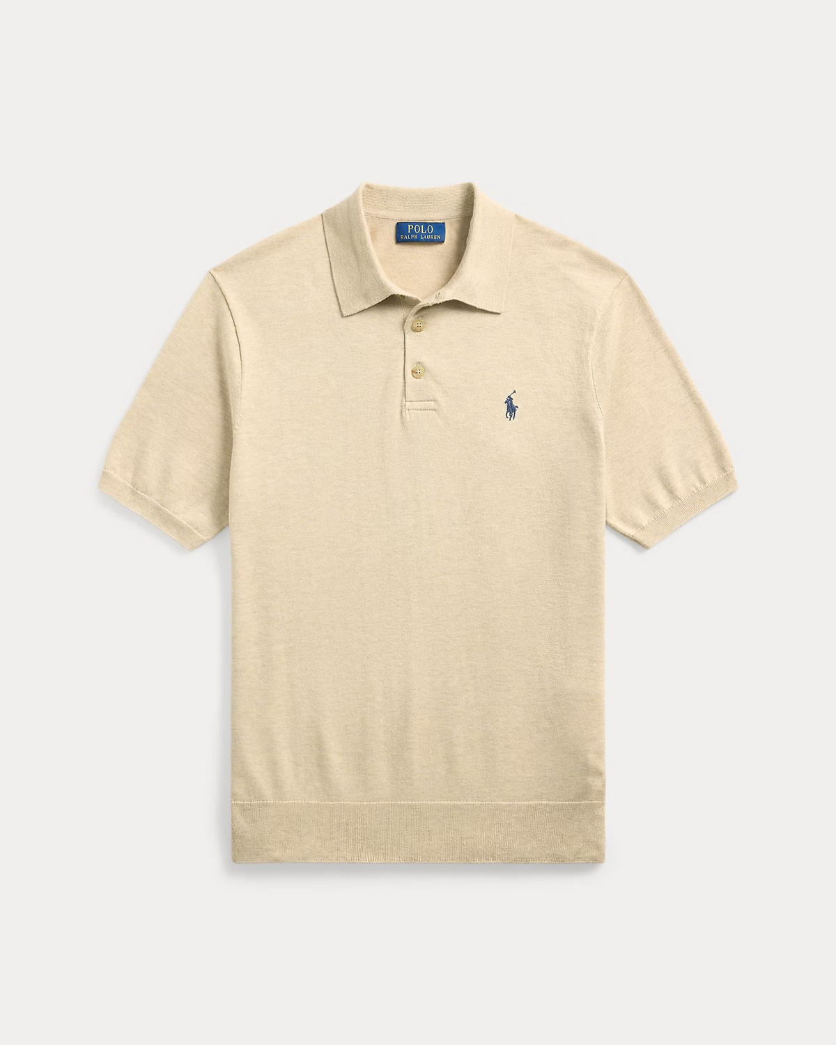 Knitted Cotton Polo - Beige