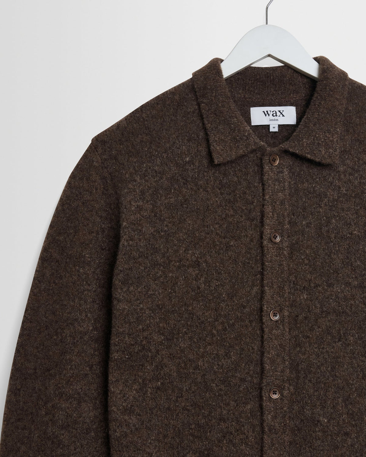 Tristan Long-Sleeve Knitted Polo - Brown