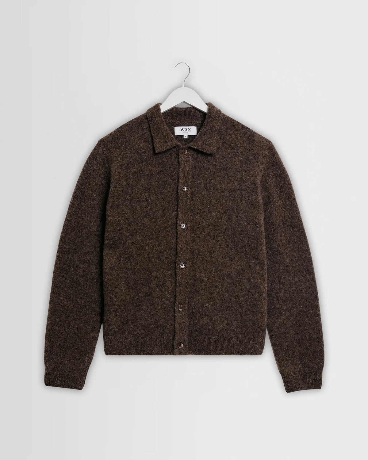 Tristan Long-Sleeve Knitted Polo - Brown