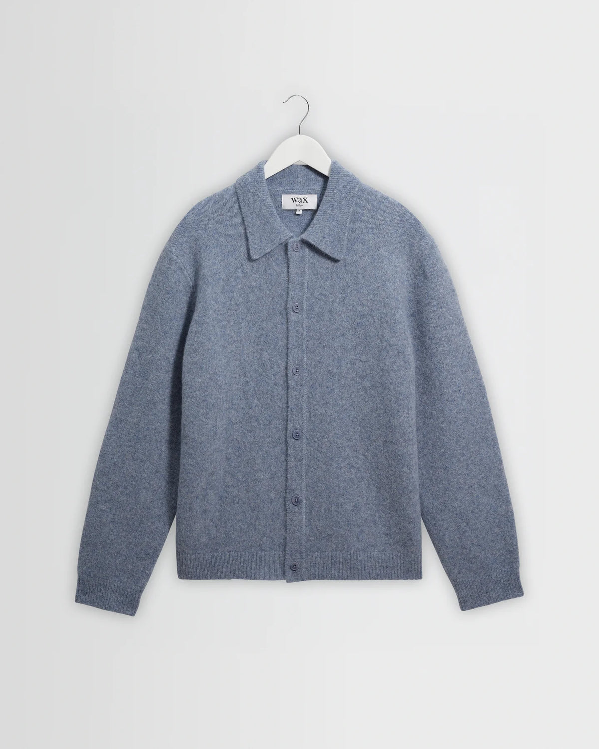 Tristan Long-Sleeve Knitted Polo - Blue