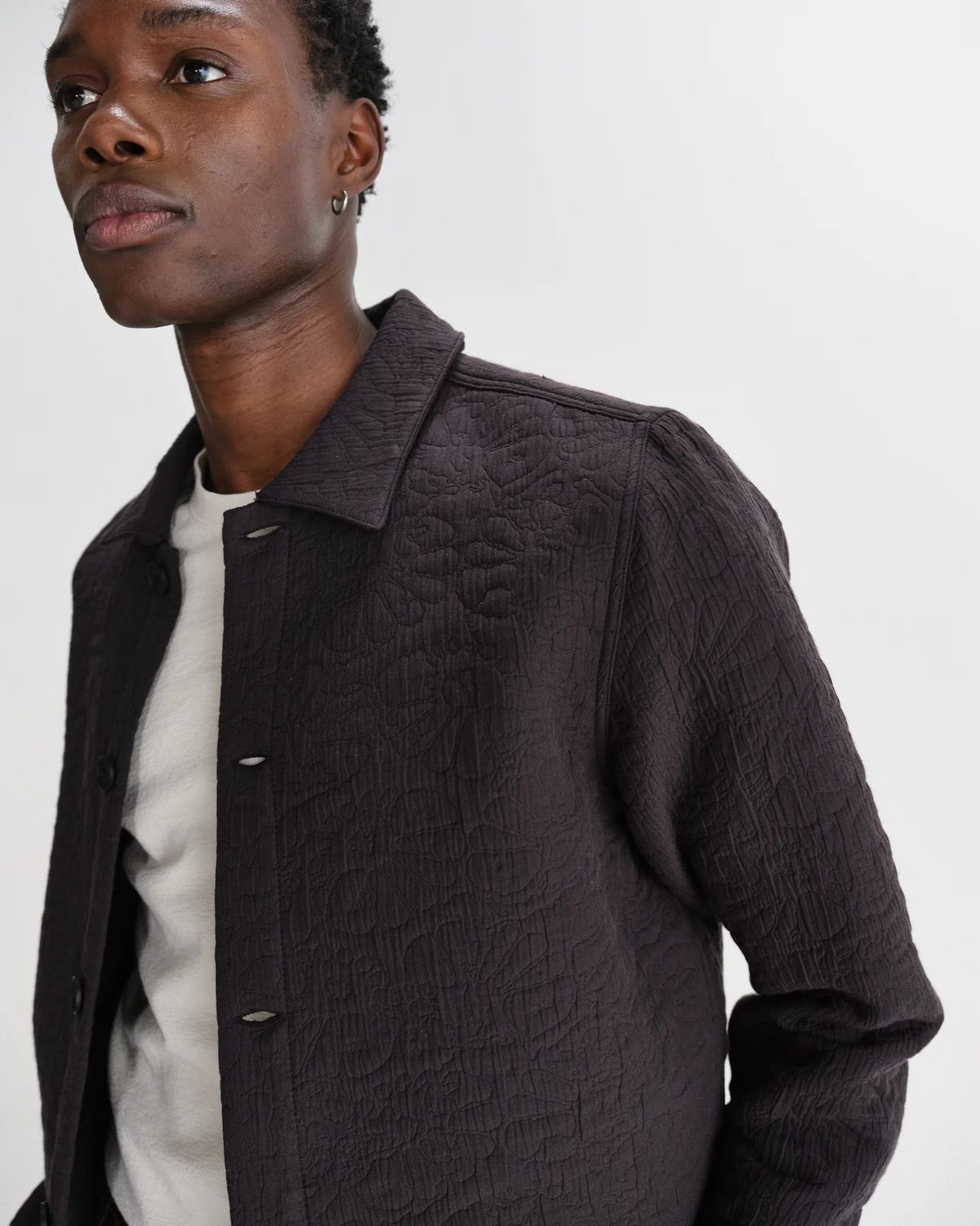 Rockley Floral Quilted Cotton Overshirt - Black