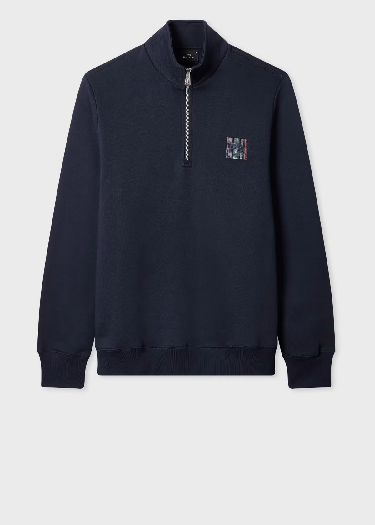 Stitch Stripe Zip Funnel Neck Sweatshirt - Navy