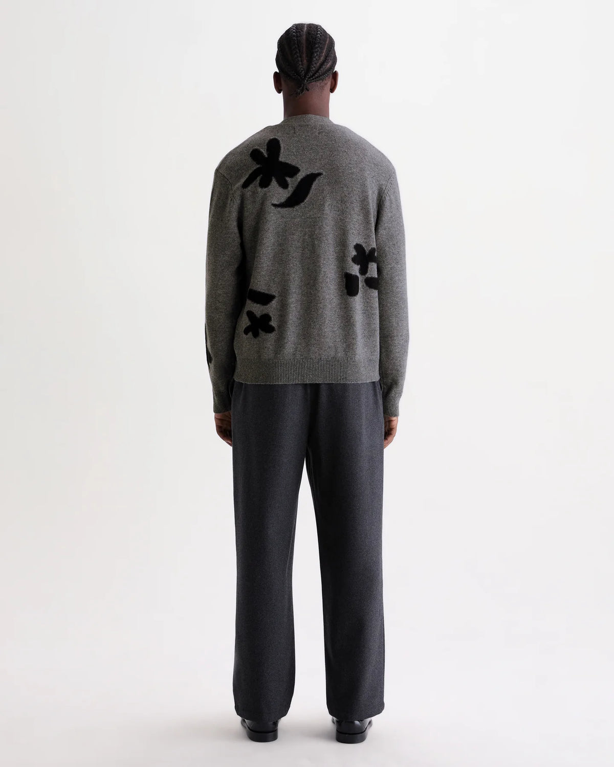 Walker Felted Applique Knit Cardigan - Grey