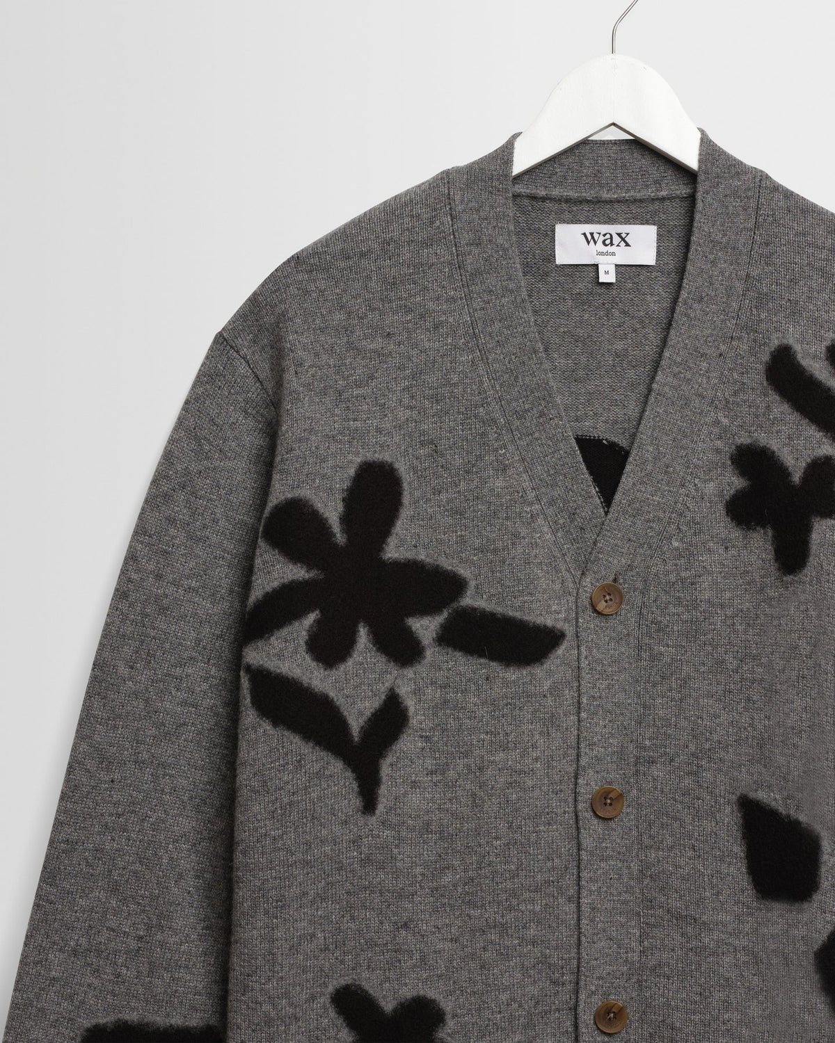 Walker Felted Applique Knit Cardigan - Grey