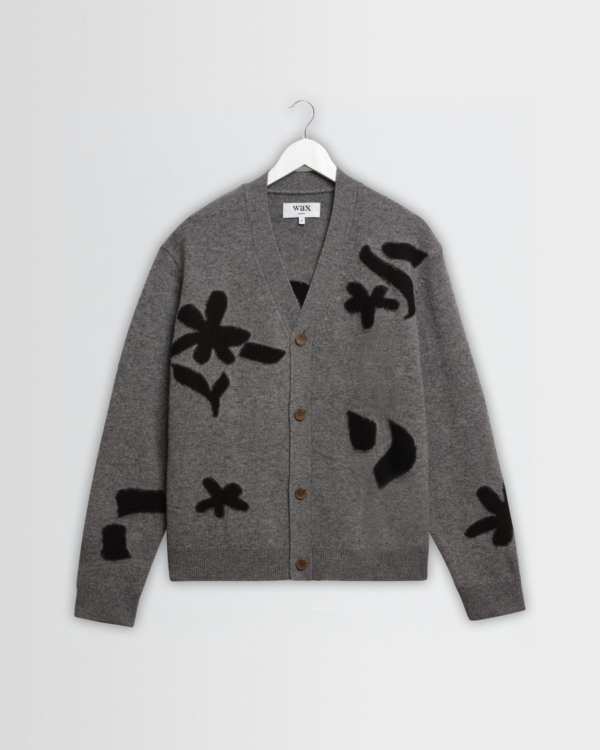 Walker Felted Applique Knit Cardigan - Grey