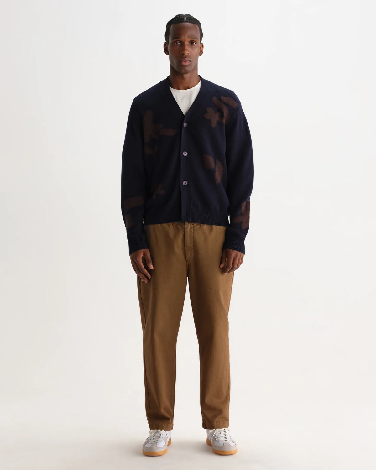 Walker Felted Applique Knit Cardigan - Navy