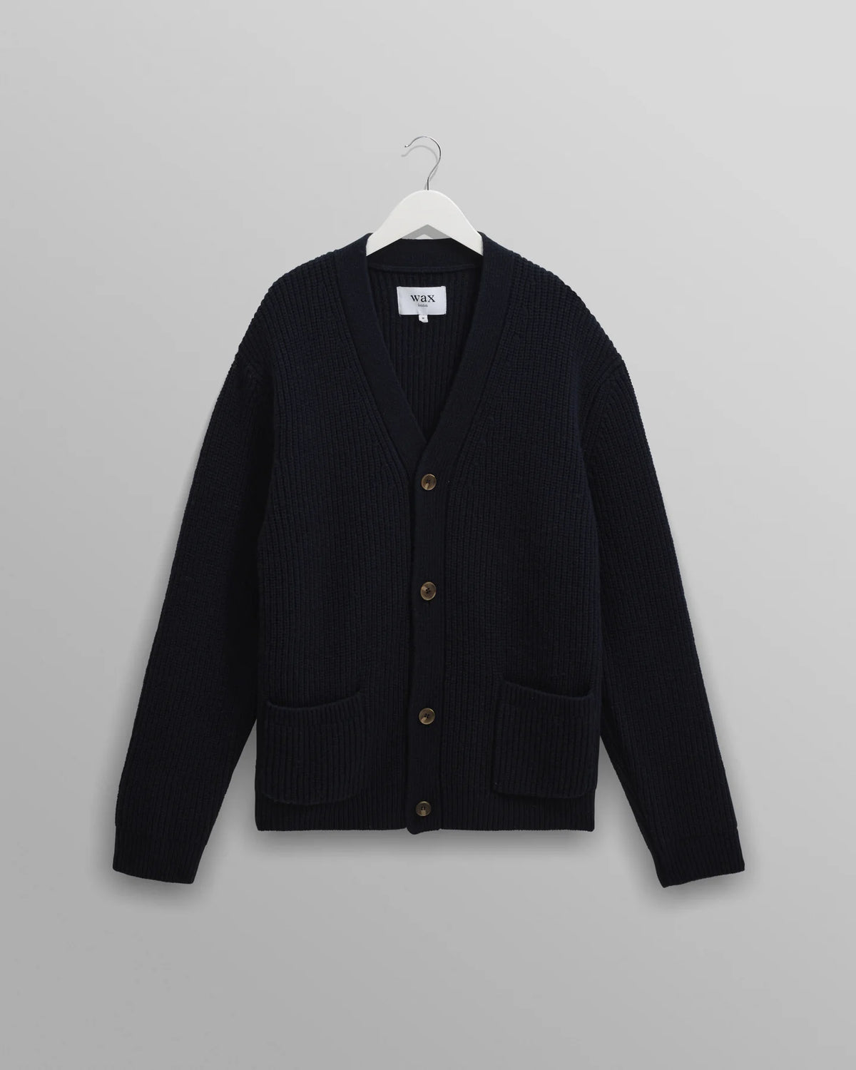 Walker Rib Stitch Knit Cardigan - Navy