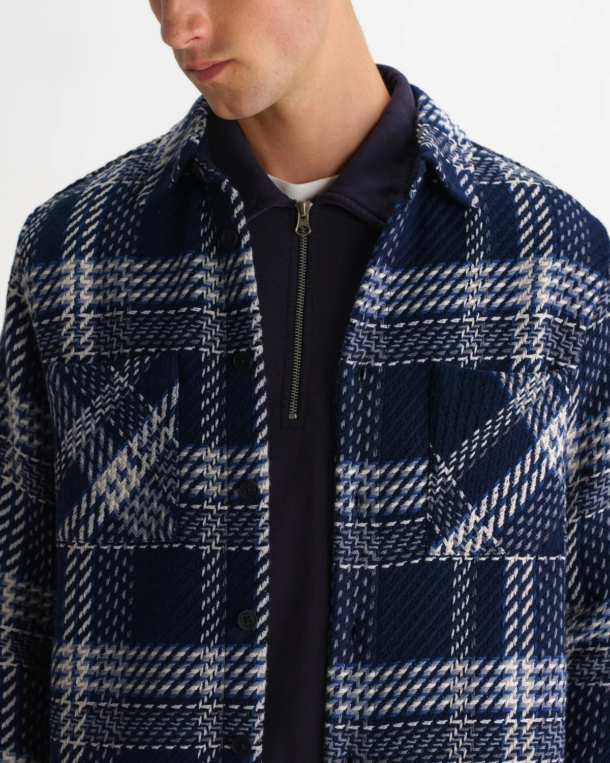 Whiting Overshirt - Navy/Ecru