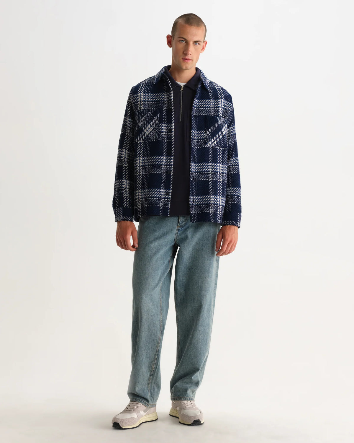 Whiting Overshirt - Navy/Ecru