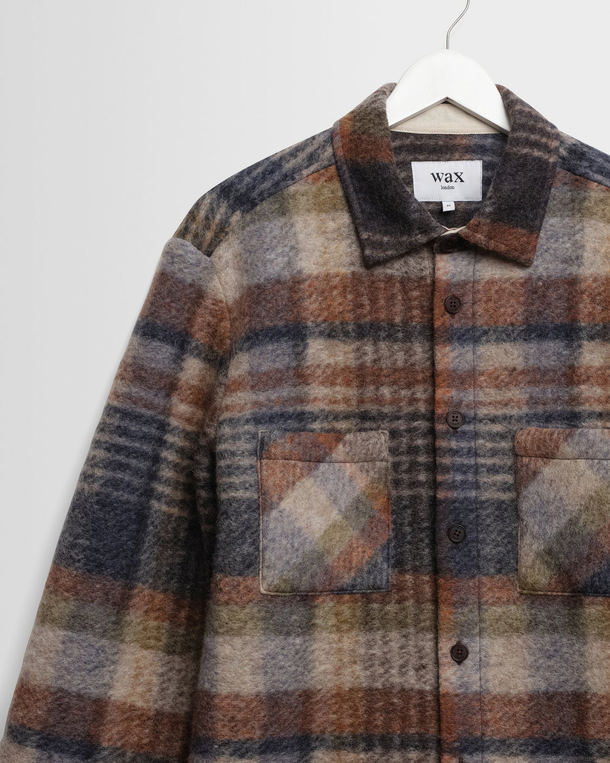 Whiting Check Wool Blend Overshirt - Brown