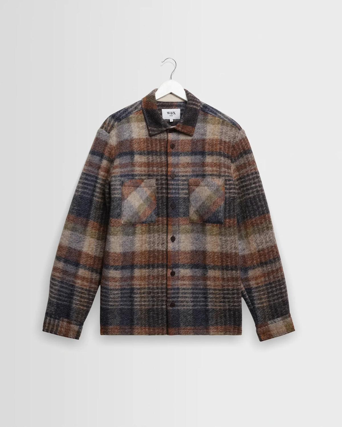 Whiting Check Wool Blend Overshirt - Brown