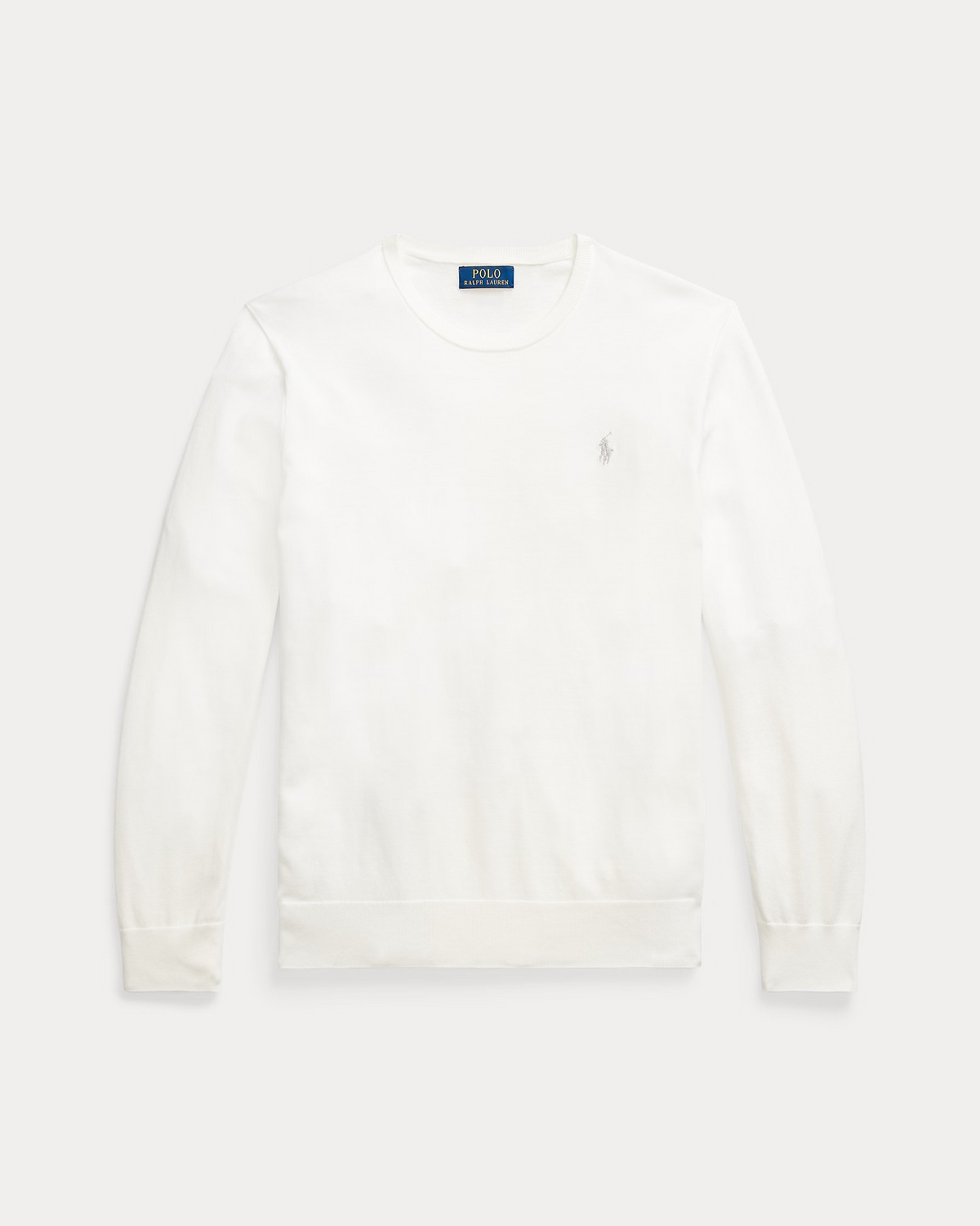 Slim Fit Textured Cotton Jumper - White