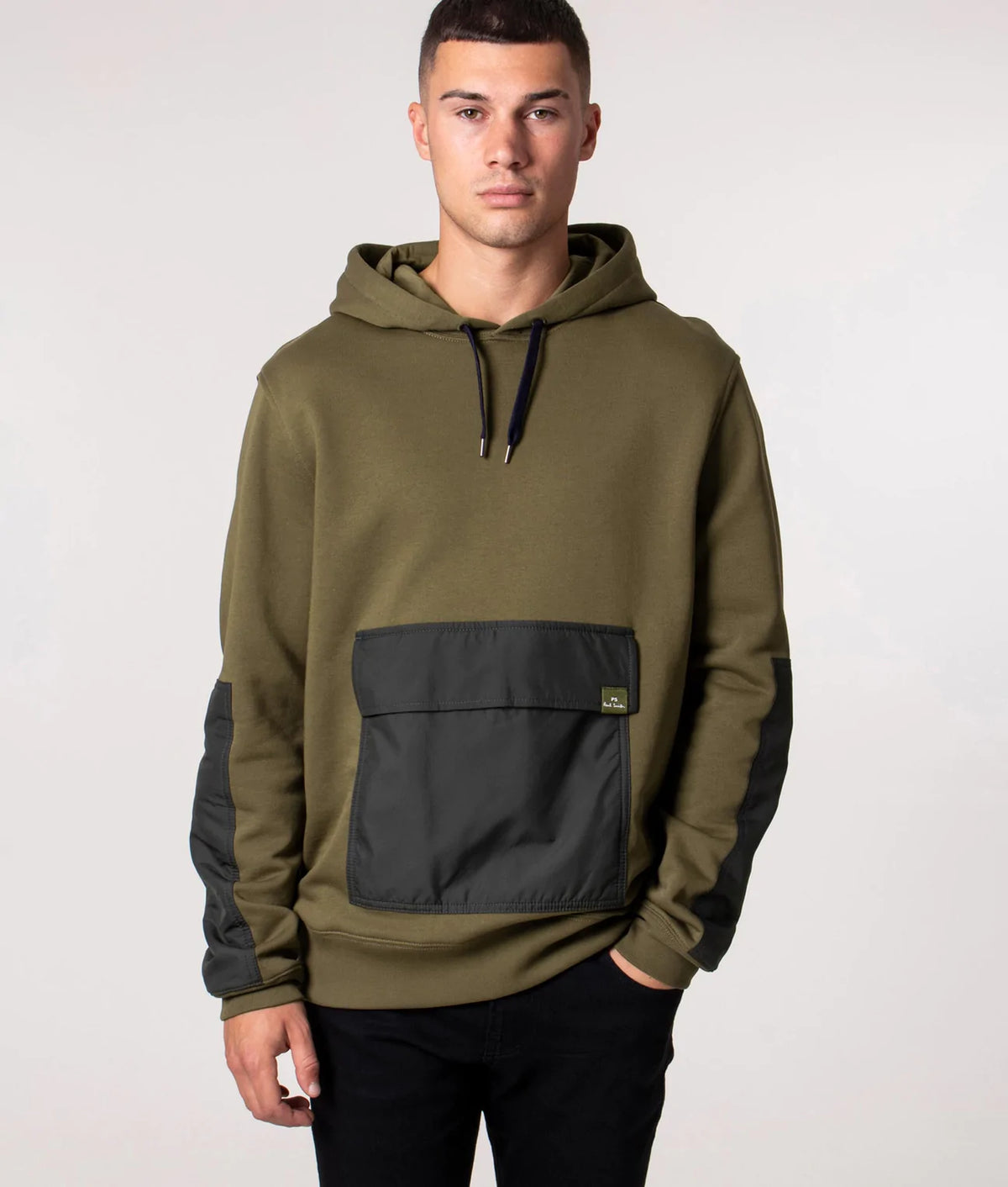 Mixed Media Hoodie - Khaki